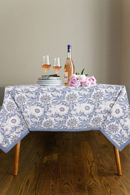 Texstylers Cotton 8 Seater Abstract Table Cover(Beige & Grey)