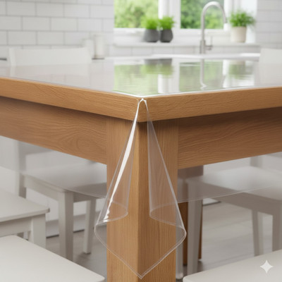 Faizandecor PVC 8 Seater Solid Table Cover(White)