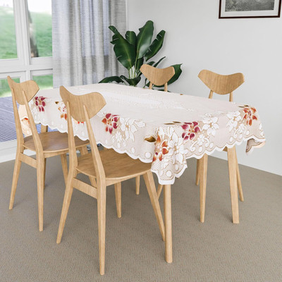 EASTTARDOMM Cotton 4 Seater Floral Table Cover(Beige)