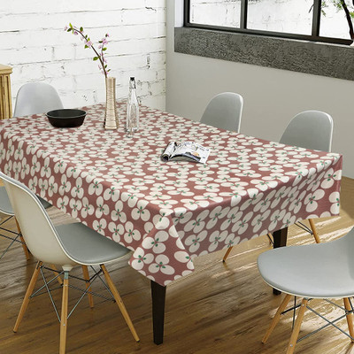 Dakshya Industries Geometric 6 Seater Table Cover(White, PVC)