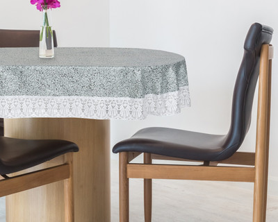 The Furnishing Tree Printed 8 Seater Table Cover(Grey, PVC)