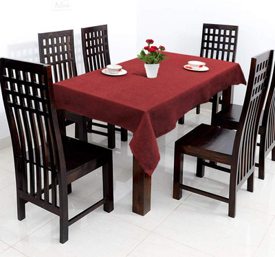 KUBER INDUSTRIES Self Design 6 Seater Table Cover(Red, Cotton)
