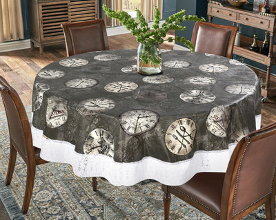 The Furnishing Tree Self Design 8 Seater Table Cover(Black, PVC)