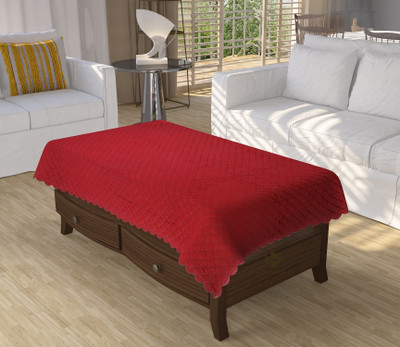 Bigger fish Checkered 4 Seater Table Cover(Maroon, Velvet)