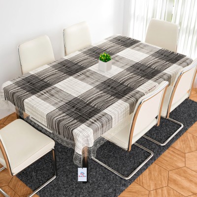 Heart Home Self Design 6 Seater Table Cover(Gray, PVC)