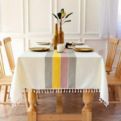 Urban Space Printed 6 Seater Table Cover(Yellow Grey, Polyester)