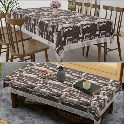 KUBER INDUSTRIES Floral 6 Seater Table Cover(Brown, PVC, Pack of 2)