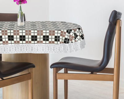 The Furnishing Tree Checkered 6 Seater Table Cover(Grey, PVC)