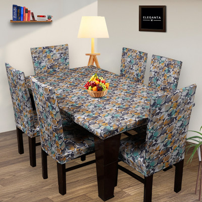 Eleganta Graphic 4 Seater Table Cover(ClassicPebbles, Polyester)