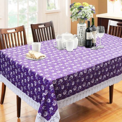 Dakshya Industries Printed 6 Seater Table Cover(Purple, White, PVC)