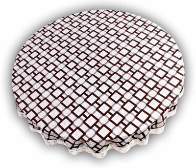 WIN WORLD PVC 8 Seater Checkered Table Cover(Grey)