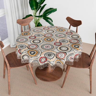 KUBER INDUSTRIES Geometric 4 Seater Table Cover(White, PVC)