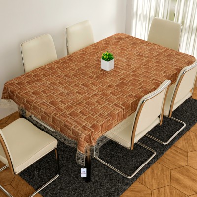 Heart Home Self Design 6 Seater Table Cover(Golden, PVC)