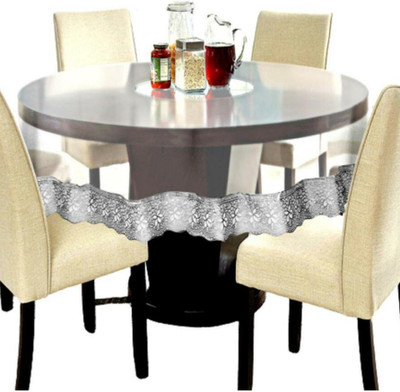 MY HOME Solid 4 Seater Table Cover(Silver, PVC)