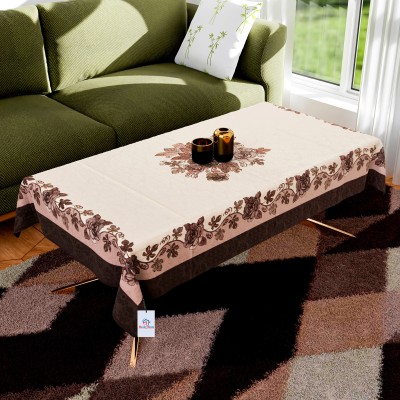 Heart Home Self Design 4 Seater Table Cover(Brown, Cotton)