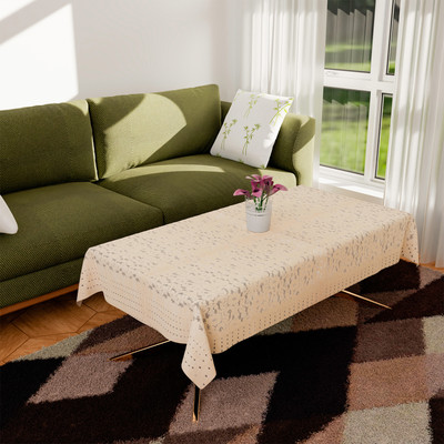 KUBER INDUSTRIES Self Design 4 Seater Table Cover(Golden, Polyester)