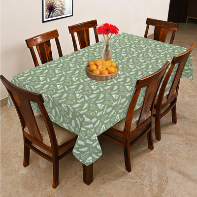 OASIS Printed 6 Seater Table Cover(Green, Cotton)