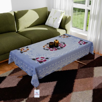 Heart Home Floral 4 Seater Table Cover(Blue, Cotton)