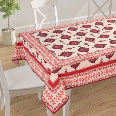 SWAYAM Geometric 4 Seater Table Cover(Red & Maroon & Cream, Polyester)