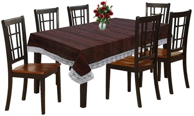 DasHomes Self Design 6 Seater Table Cover(Brown, PVC)