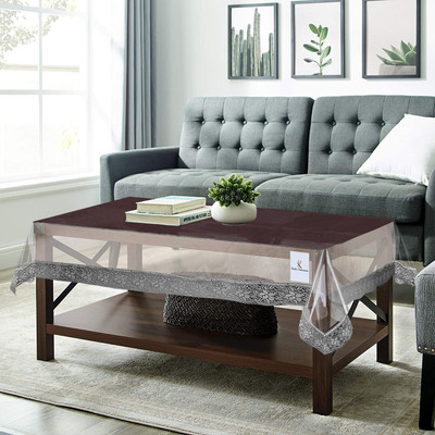 KUBER INDUSTRIES Self Design 4 Seater Table Cover(Silver Lace, PVC)