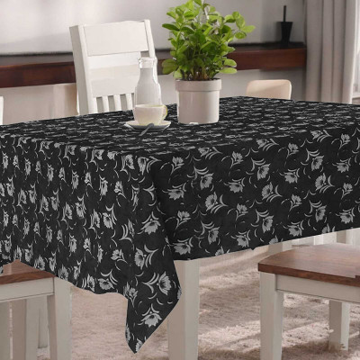 Jainco Decor Printed 6 Seater Table Cover(Black, PVC)