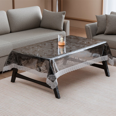 KUBER INDUSTRIES PVC 4 Seater Self Design Table Cover(Black)