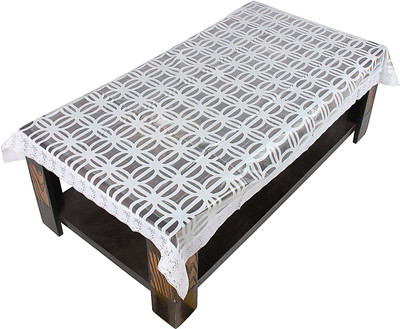 CASA FURNISHING Self Design 4 Seater Table Cover(White, PVC)