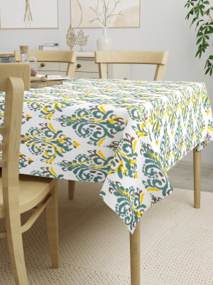 HOMEMONDE Printed 4 Seater Table Cover(Yellow Ikat, Cotton)