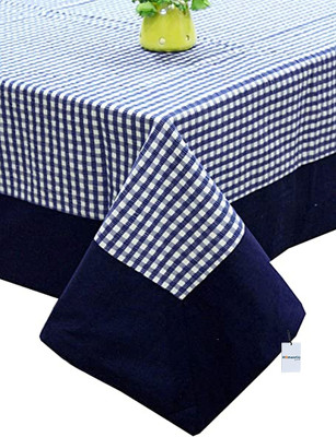 HOMESTIC Self Design 4 Seater Table Cover(Blue, Cotton)