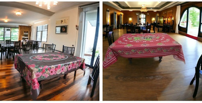 Kashhtu Polyester 6 Seater Floral Table Cover(Multicolor, Pack of 2)