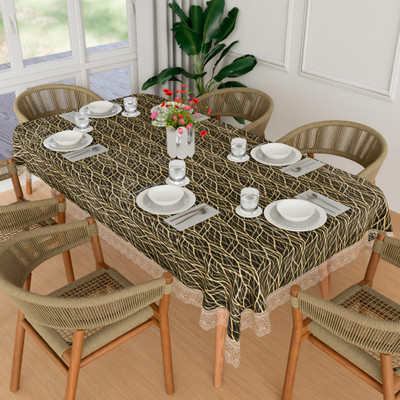 KUBER INDUSTRIES Self Design 6 Seater Table Cover(Brown, PVC)