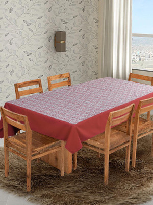 Dekor World Cotton 4 Seater Printed Table Cover(Peach)