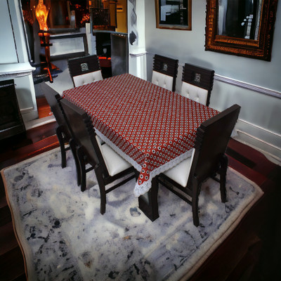 Mopak Decor Printed 2 Seater Table Cover(Maroon, Polyester)