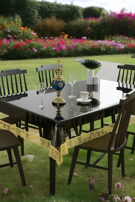 Univara PVC 8 Seater Self Design Table Cover(Transparent, Gold)