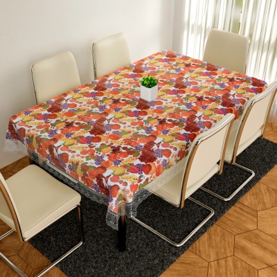 KUBER INDUSTRIES Self Design 6 Seater Table Cover(Red, PVC)