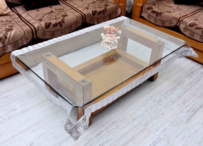 GAURANG Solid 4 Seater Table Cover(Silver, PVC)