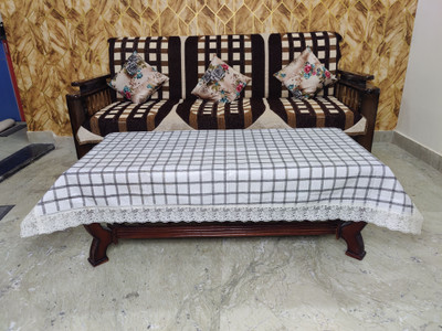 Mopak Decor PVC 6 Seater Floral Table Cover(Grey, Pack of 2)