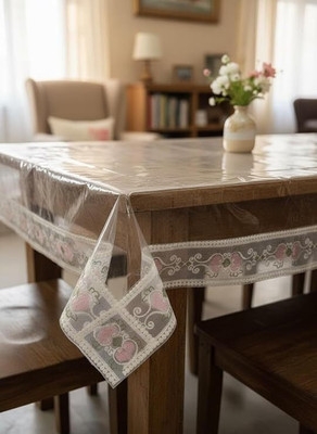 Casanest PVC 6 Seater Plaid Table Cover(Transparent)
