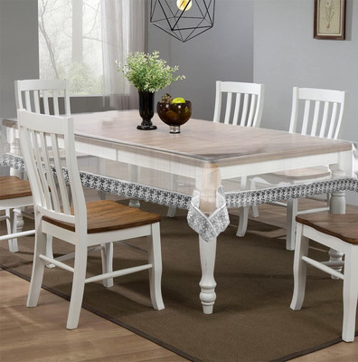 HOMECROWN PVC 6 Seater Plaid Table Cover(Transparent)