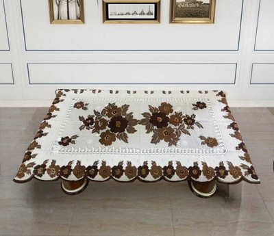 pk craft Cotton 2 Seater Floral Table Cover(Brown)
