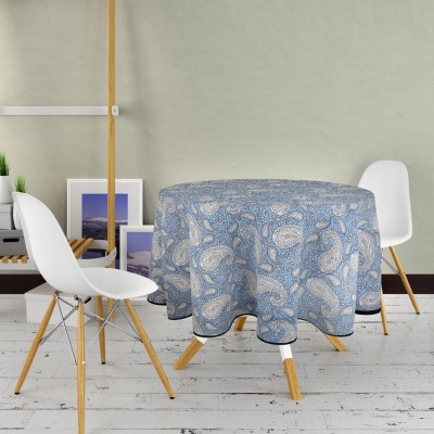 Texstylers Paisley 4 Seater Table Cover(Blue Paisley, Cotton)