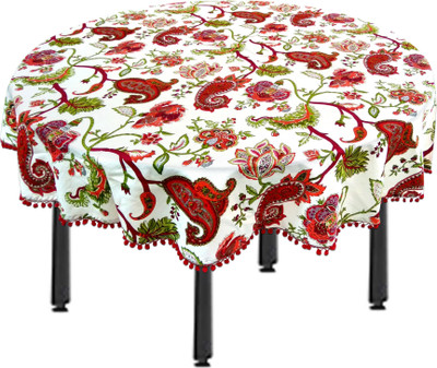 RajoDyana Cotton 4 Seater Printed Table Cover(Red)