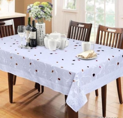 EASTTARDOMM Floral 6 Seater Table Cover(Net Dining Table Cloth | White | Multi-Color, Cotton)