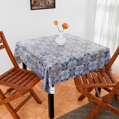 HOMESTIC Self Design 4 Seater Table Cover(Blue, PVC)