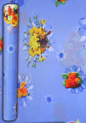 Ganesh Das PVC 6 Seater Graphic Table Cover(Blue Multicolor (Floral & Fruit Print))