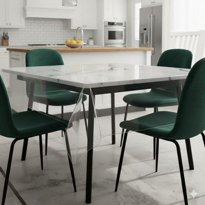 Faizandecor PVC 6 Seater Solid Table Cover(White)