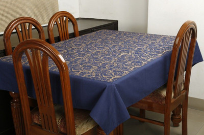 Dekor World Cotton 6 Seater Printed Table Cover(Blue)