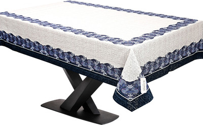 Bluegrass Floral 6 Seater Table Cover(Blue, Polyester)