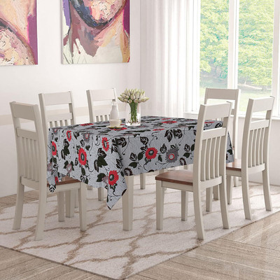 Star Weaves Printed 8 Seater Table Cover(White, Polyester)